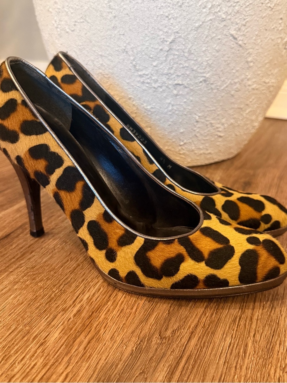 Stuart Weitzman Pumps Heels Animal Leopard Print Calf Hair Designer Brown Sz 8